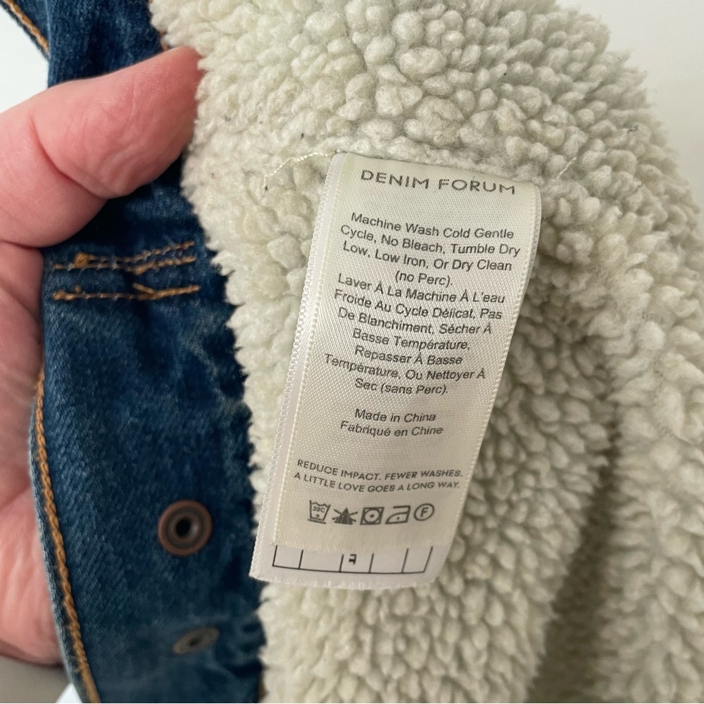 Aritzia Denim Forum The Ella Sherpa Lined Denim Jacket Dark Wash Size Large - Picture 9 of 11